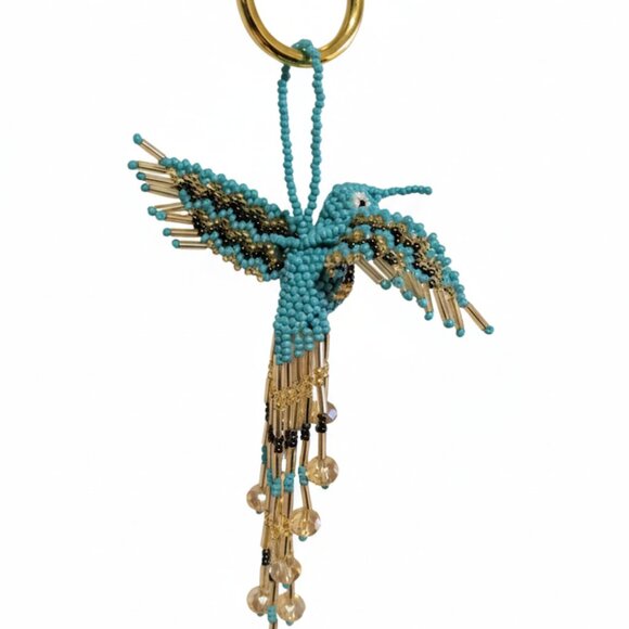 Beaded Hummingbird Bag Charm Keychain Pendant Key Ring – Colorful Ornament NW - Picture 2 of 5